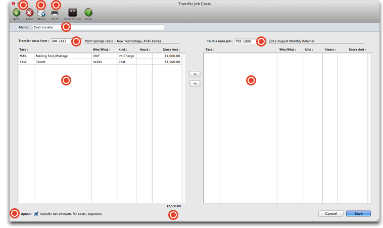 job cost transfers